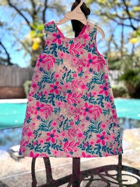 Tommy Bahama Girls Floral Dress in Pink and Blue
